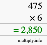 How to calculate 475 times 6 using long multiplication How to calculate 475 times 6 using long multiplication