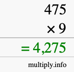 How to calculate 475 times 9 using long multiplication How to calculate 475 times 9 using long multiplication
