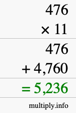 How to calculate 476 times 11 using long multiplication