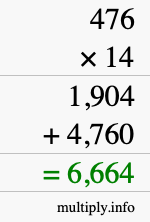 How to calculate 476 times 14 using long multiplication