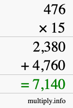 How to calculate 476 times 15 using long multiplication How to calculate 476 times 15 using long multiplication
