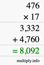 How to calculate 476 times 17 using long multiplication