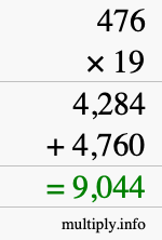 How to calculate 476 times 19 using long multiplication