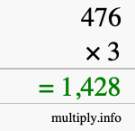 How to calculate 476 times 3 using long multiplication How to calculate 476 times 3 using long multiplication