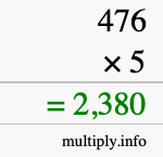 How to calculate 476 times 5 using long multiplication How to calculate 476 times 5 using long multiplication