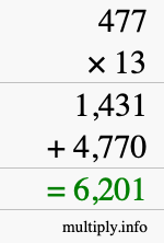 How to calculate 477 times 13 using long multiplication How to calculate 477 times 13 using long multiplication