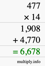 How to calculate 477 times 14 using long multiplication How to calculate 477 times 14 using long multiplication