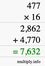 How to calculate 477 times 16 using long multiplication How to calculate 477 times 16 using long multiplication