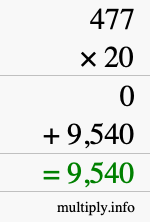 How to calculate 477 times 20 using long multiplication How to calculate 477 times 20 using long multiplication