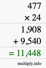 How to calculate 477 times 24 using long multiplication How to calculate 477 times 24 using long multiplication