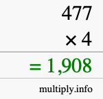 How to calculate 477 times 4 using long multiplication How to calculate 477 times 4 using long multiplication