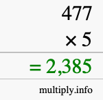 How to calculate 477 times 5 using long multiplication How to calculate 477 times 5 using long multiplication