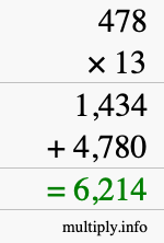 How to calculate 478 times 13 using long multiplication How to calculate 478 times 13 using long multiplication