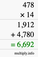 How to calculate 478 times 14 using long multiplication How to calculate 478 times 14 using long multiplication