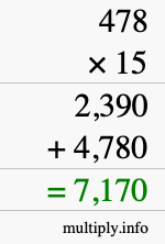 How to calculate 478 times 15 using long multiplication How to calculate 478 times 15 using long multiplication