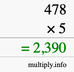 How to calculate 478 times 5 using long multiplication
