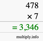 How to calculate 478 times 7 using long multiplication