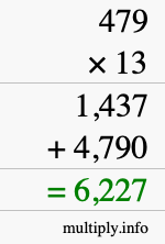 How to calculate 479 times 13 using long multiplication How to calculate 479 times 13 using long multiplication