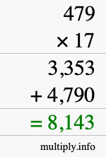 How to calculate 479 times 17 using long multiplication