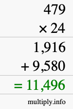 How to calculate 479 times 24 using long multiplication