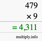 How to calculate 479 times 9 using long multiplication