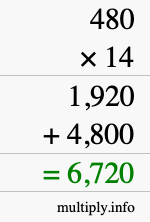 How to calculate 480 times 14 using long multiplication How to calculate 480 times 14 using long multiplication