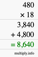 How to calculate 480 times 18 using long multiplication How to calculate 480 times 18 using long multiplication