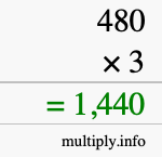 How to calculate 480 times 3 using long multiplication How to calculate 480 times 3 using long multiplication