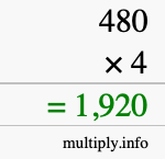How to calculate 480 times 4 using long multiplication How to calculate 480 times 4 using long multiplication