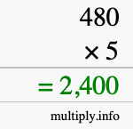 How to calculate 480 times 5 using long multiplication How to calculate 480 times 5 using long multiplication