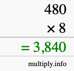 How to calculate 480 times 8 using long multiplication How to calculate 480 times 8 using long multiplication