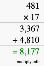 How to calculate 481 times 17 using long multiplication