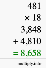 How to calculate 481 times 18 using long multiplication How to calculate 481 times 18 using long multiplication
