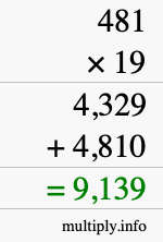 How to calculate 481 times 19 using long multiplication