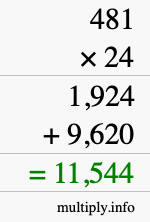 How to calculate 481 times 24 using long multiplication