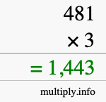 How to calculate 481 times 3 using long multiplication How to calculate 481 times 3 using long multiplication