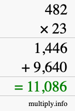 How to calculate 482 times 23 using long multiplication