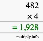 How to calculate 482 times 4 using long multiplication How to calculate 482 times 4 using long multiplication