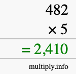 How to calculate 482 times 5 using long multiplication How to calculate 482 times 5 using long multiplication