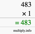 How to calculate 483 times 1 using long multiplication