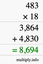 How to calculate 483 times 18 using long multiplication How to calculate 483 times 18 using long multiplication