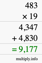 How to calculate 483 times 19 using long multiplication