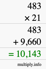 How to calculate 483 times 21 using long multiplication