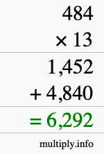 How to calculate 484 times 13 using long multiplication How to calculate 484 times 13 using long multiplication