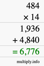How to calculate 484 times 14 using long multiplication How to calculate 484 times 14 using long multiplication