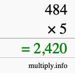 How to calculate 484 times 5 using long multiplication How to calculate 484 times 5 using long multiplication