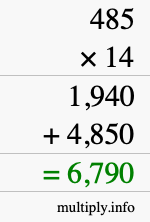 How to calculate 485 times 14 using long multiplication How to calculate 485 times 14 using long multiplication