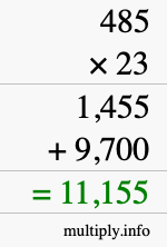 How to calculate 485 times 23 using long multiplication How to calculate 485 times 23 using long multiplication