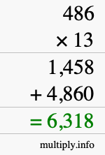How to calculate 486 times 13 using long multiplication How to calculate 486 times 13 using long multiplication
