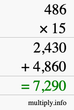 How to calculate 486 times 15 using long multiplication